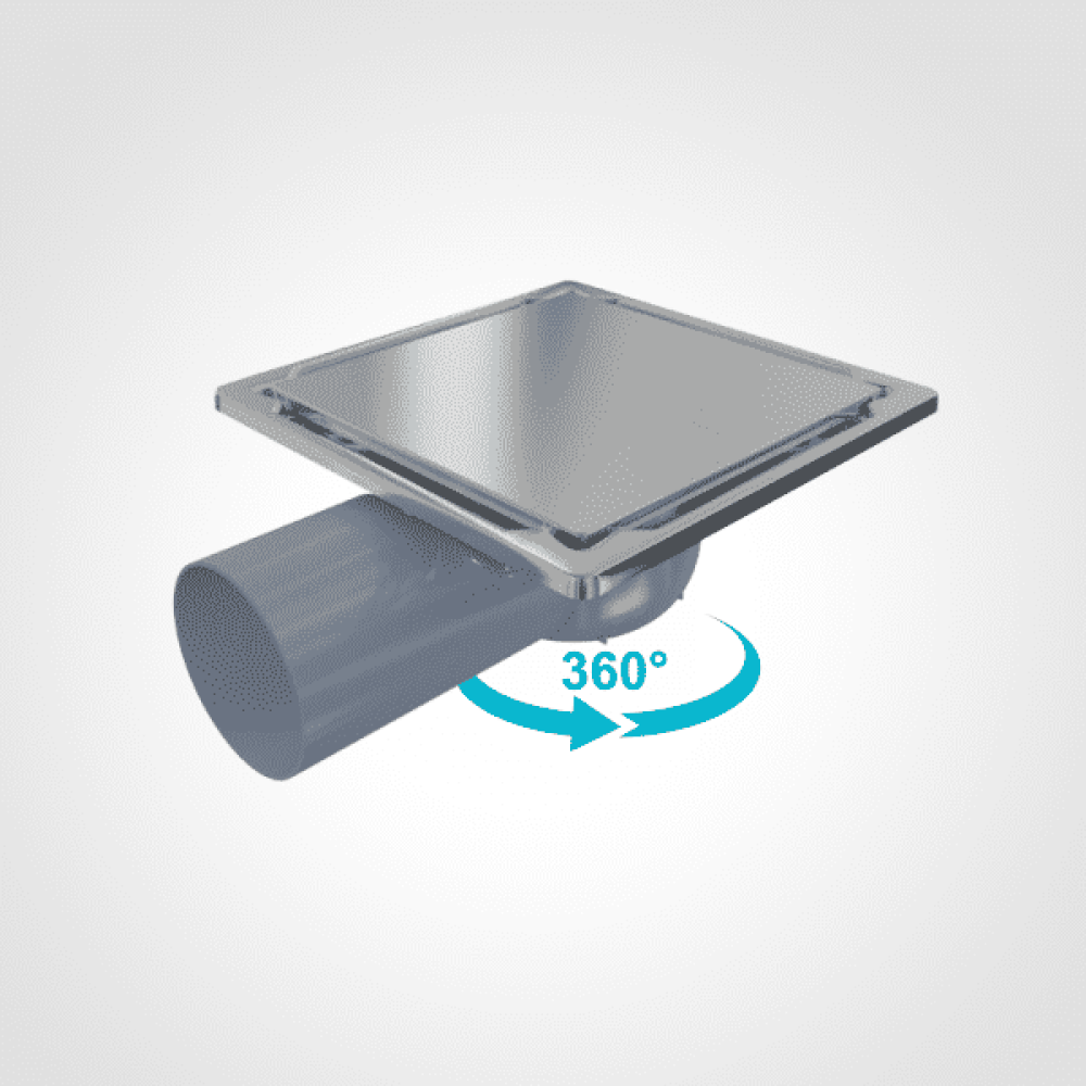 Трап INOX-T  10×10 см Пластиковий корпус з нержавіючою решіткою та рамкою. Боковий відвід.