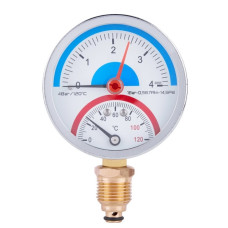 Термоманометр вертикальний SD Plus Ø80мм 1/2 1/2 120ºC 4 бар SD1724B