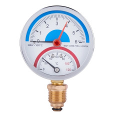 Термоманометр вертикальний SD Plus Ø80мм 1/2 1/2 120ºC 6 бар SD1726B