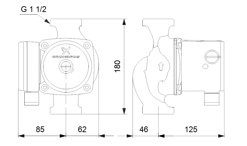 GRUNDFOS UPS 25-80 180 циркуляційний насос